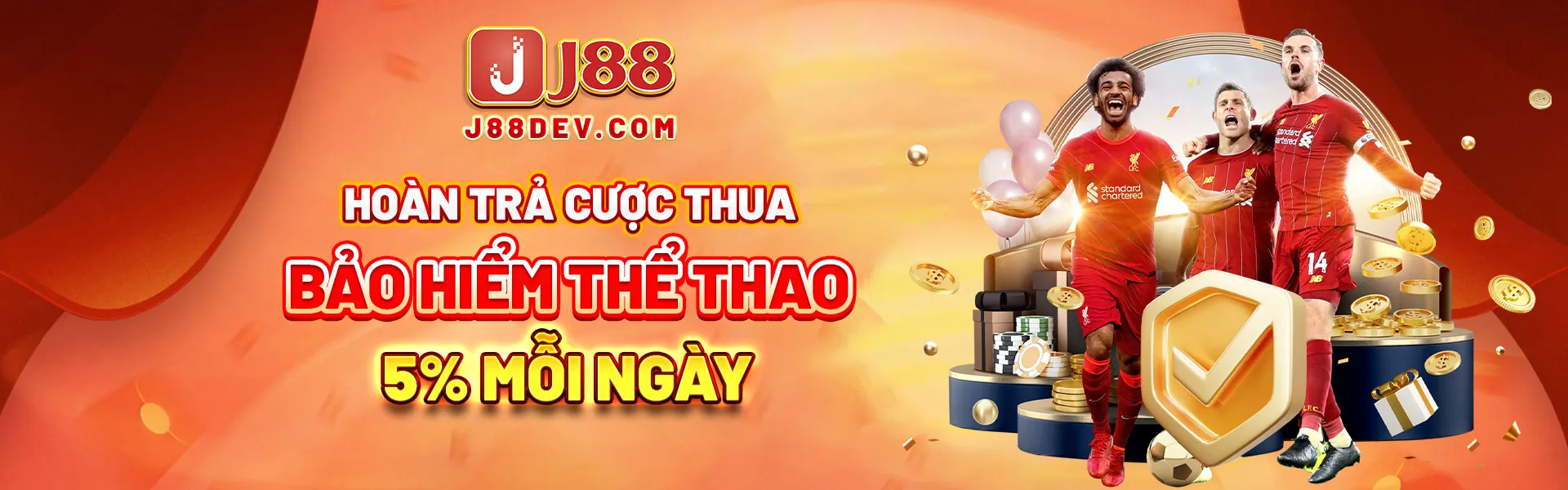 J88 hoàn trả cược thua thể thao tới 5% mỗi ngày